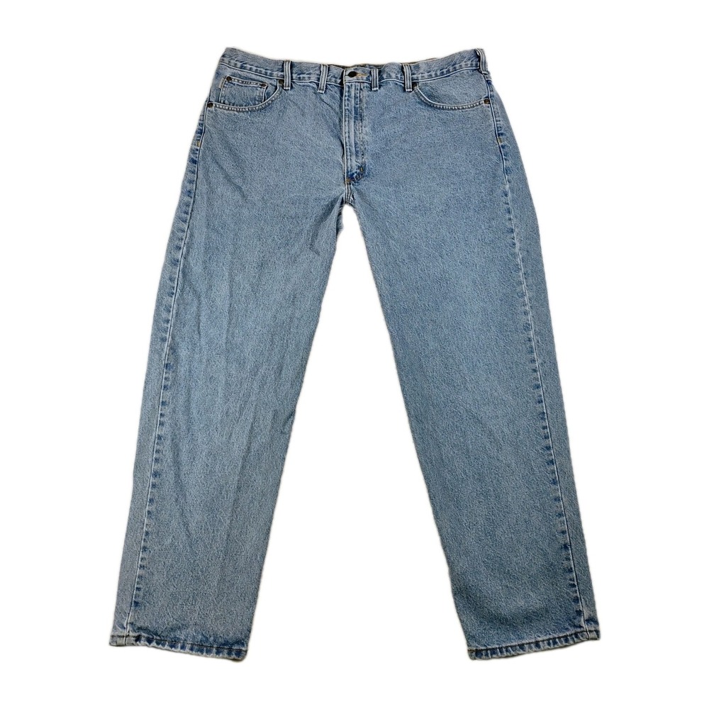 Carhartt Denim Blue Jeans Mens 44 x 34 Relaxed Fit Light Wash Jeans.